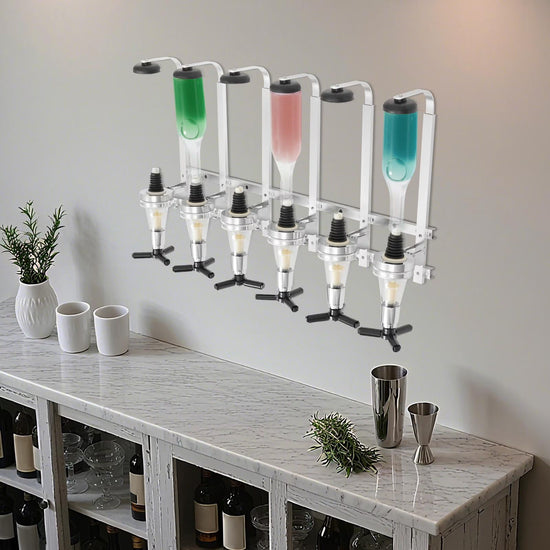 6 Bottle Liquor Dispenser Stand Wall Mounted 30 ML